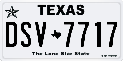 TX license plate DSV7717
