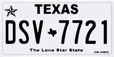 TX license plate DSV7721