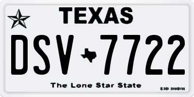 TX license plate DSV7722