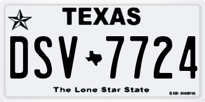 TX license plate DSV7724
