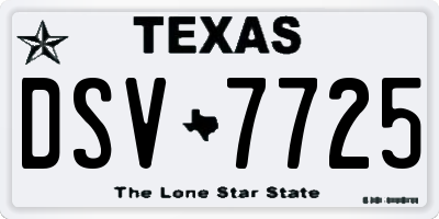 TX license plate DSV7725