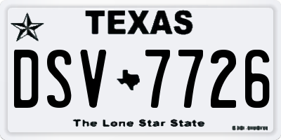 TX license plate DSV7726