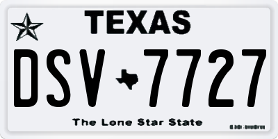 TX license plate DSV7727