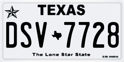 TX license plate DSV7728