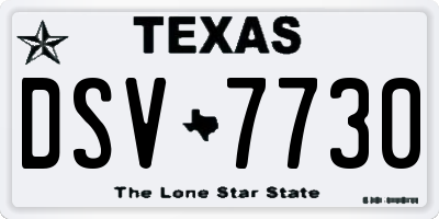 TX license plate DSV7730
