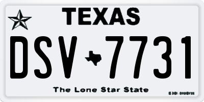TX license plate DSV7731