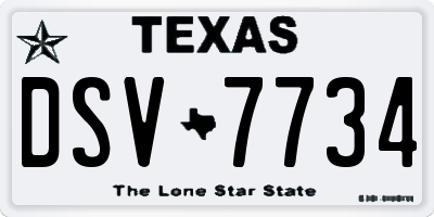 TX license plate DSV7734