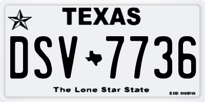 TX license plate DSV7736