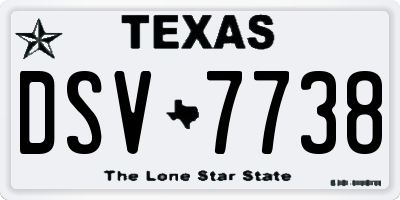 TX license plate DSV7738