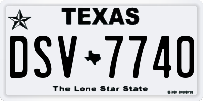 TX license plate DSV7740