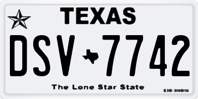 TX license plate DSV7742