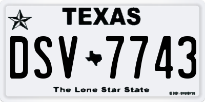 TX license plate DSV7743