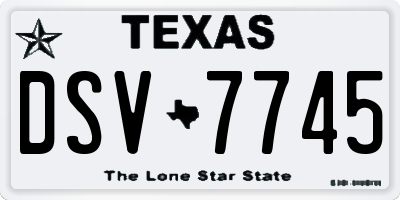 TX license plate DSV7745