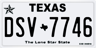 TX license plate DSV7746