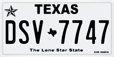 TX license plate DSV7747