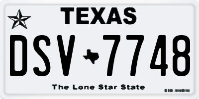 TX license plate DSV7748