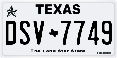 TX license plate DSV7749