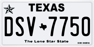 TX license plate DSV7750