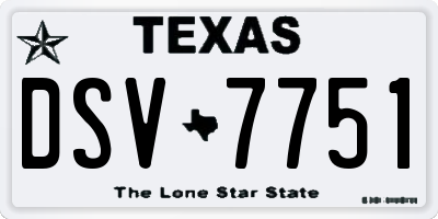 TX license plate DSV7751