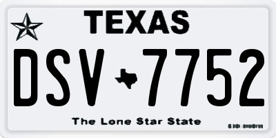 TX license plate DSV7752