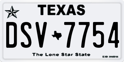 TX license plate DSV7754