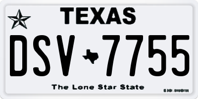 TX license plate DSV7755