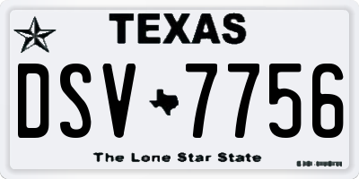 TX license plate DSV7756