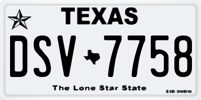 TX license plate DSV7758