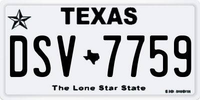 TX license plate DSV7759