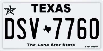 TX license plate DSV7760