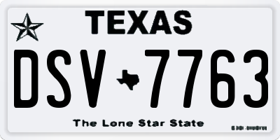 TX license plate DSV7763