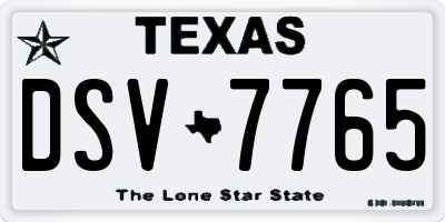 TX license plate DSV7765