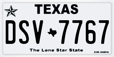 TX license plate DSV7767