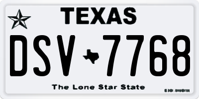 TX license plate DSV7768