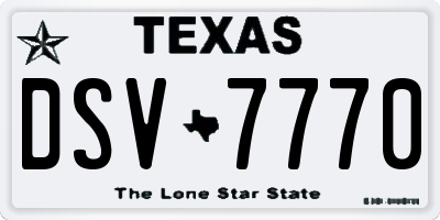 TX license plate DSV7770