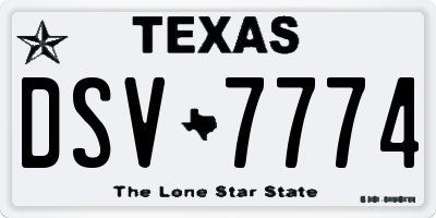 TX license plate DSV7774