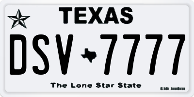 TX license plate DSV7777