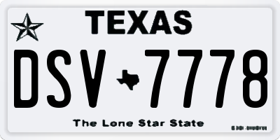 TX license plate DSV7778
