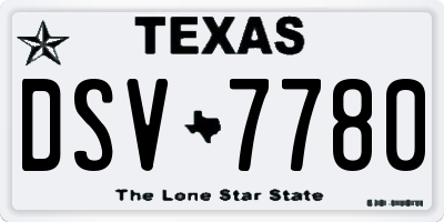 TX license plate DSV7780