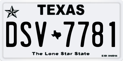 TX license plate DSV7781