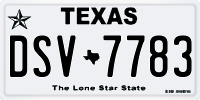 TX license plate DSV7783