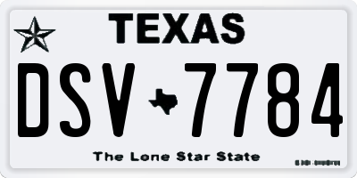TX license plate DSV7784