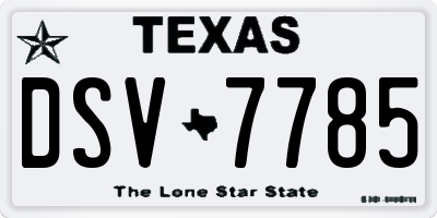 TX license plate DSV7785
