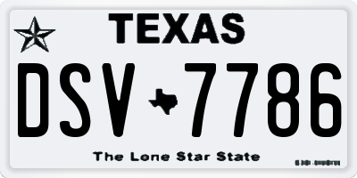TX license plate DSV7786