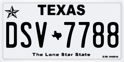 TX license plate DSV7788