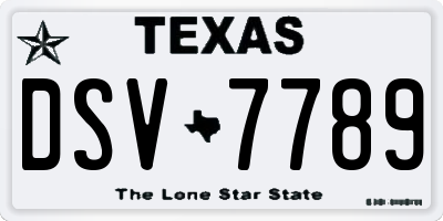 TX license plate DSV7789