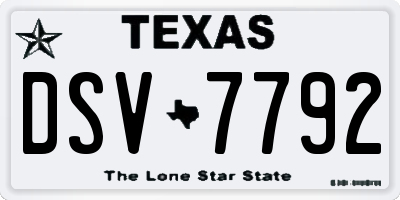 TX license plate DSV7792