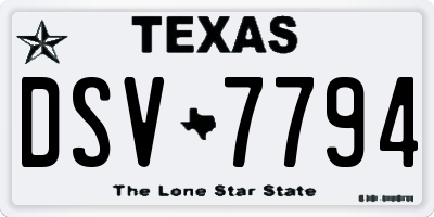 TX license plate DSV7794