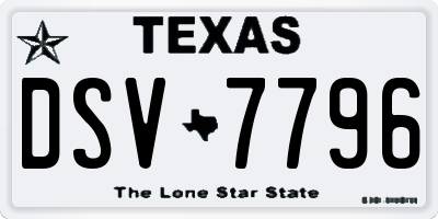 TX license plate DSV7796