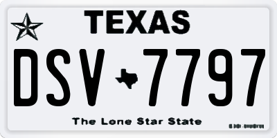 TX license plate DSV7797